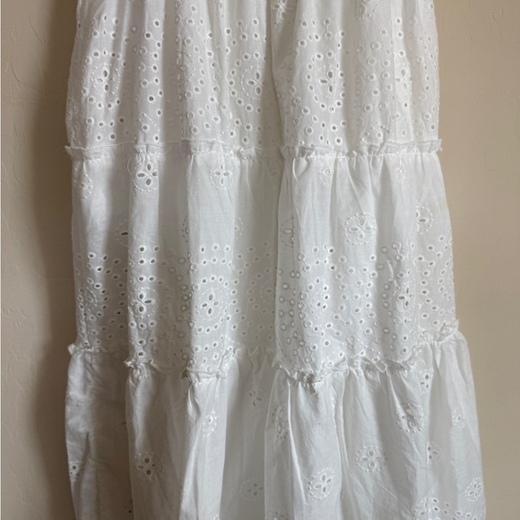LIV Los Angeles Eyelet White Sleeveless Tiered Maxi Dress - Picture 7 of 9